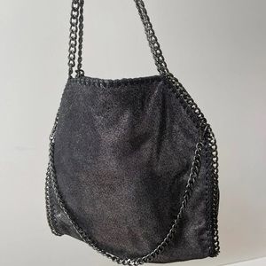 Faux leather chain bag